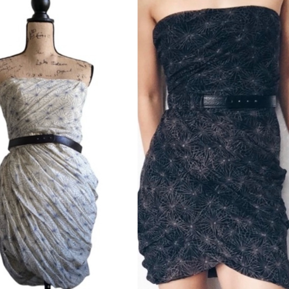 RARE NWOT Elizabeth and James | Belted Strapless Silk Mini Dress | Size 6